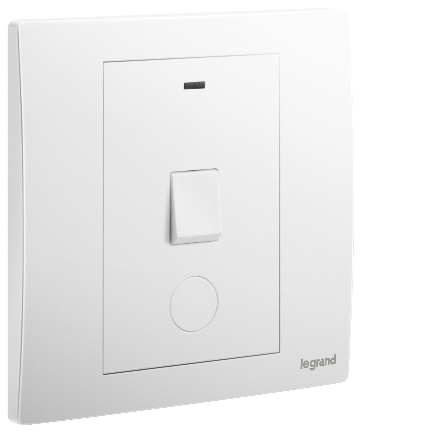 LEGRAND - Double Pole Switch Mallia, 1 Gang, 1 Way with LED Power Indicator and Cable Outlet 20 AX, 250 V~, Matt White