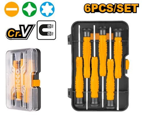 6Pcs precision screwdriver set Magnetized طقم مفك الكترونيات 6 قطع اصفر