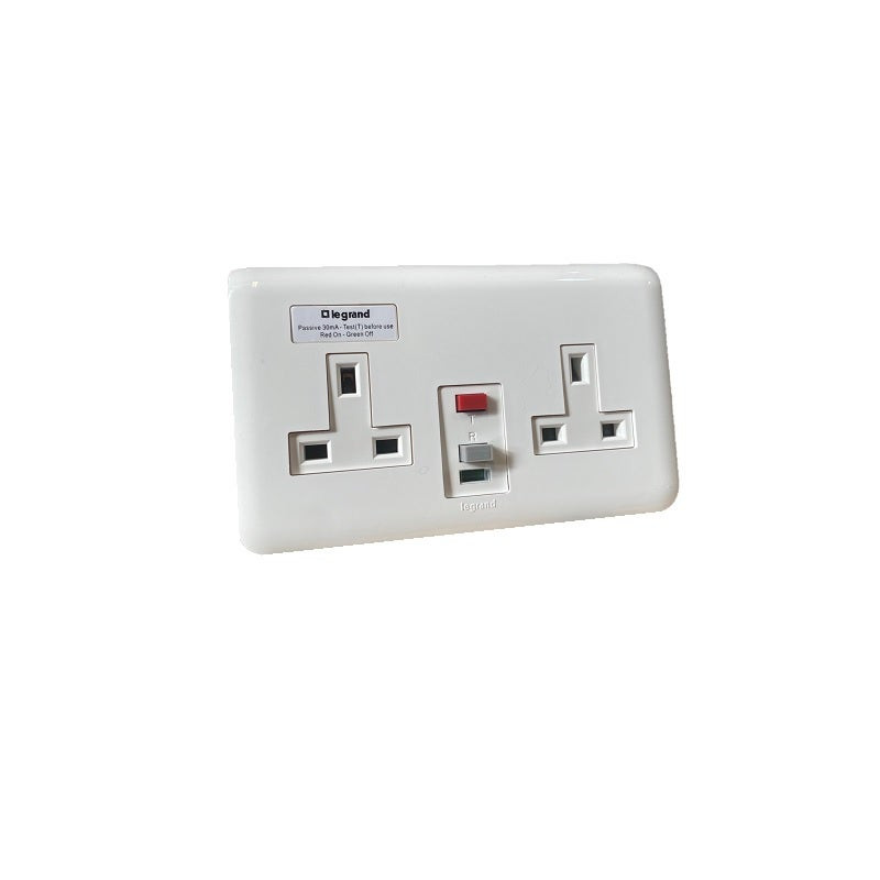 LEGRAND - RCD BS13A Unswitched Socket PASSIVE DP 30MA White - 2 Gang