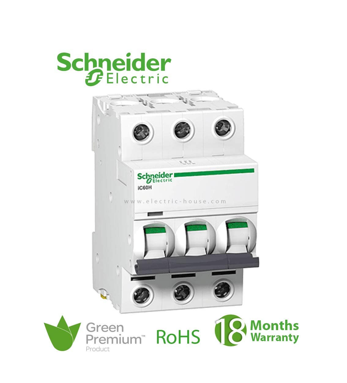 SCHNEIDER - MCB Breaker, Acti9 iC60N, 3P, 6A, C curve 