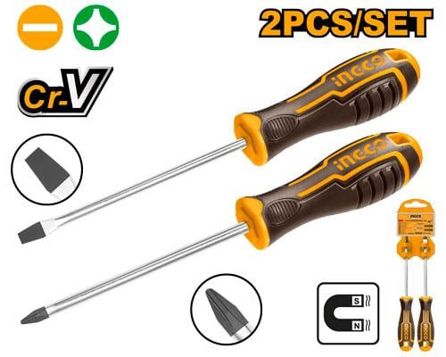 2 Pcs screwdriver set 1pcs SL6.5*6*125 1pcs PH2*6*125 Magnetizedطقم مفكات 2 قطعة عادي وصليبة مغناطيس