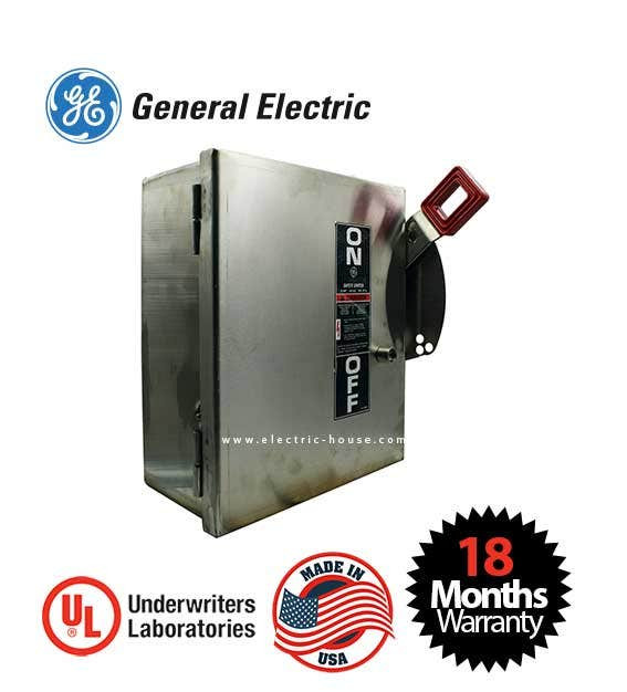GENERAL ELECTRIC - Safety Switch, Non-Fusible 3 Poles 30A, 240V Nema 3R 