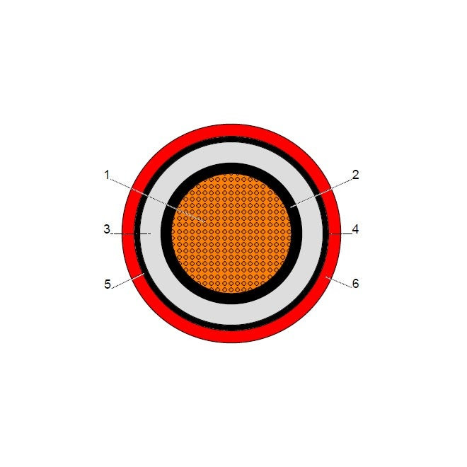 BAHRA CABLES - Power Cable Medium Voltage, XLPE Copper, 1x185mm, 15KV, Red - CTS IEC 60502-2 FR-IEC 60332-1