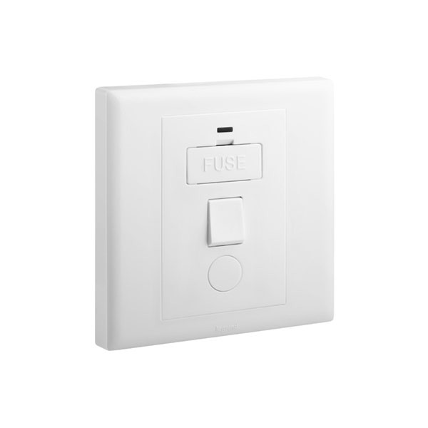 LEGRAND - Fused Connection Unit Eloe, 1 Gang, 13A, Switched + Neon + Cord Outlet, White