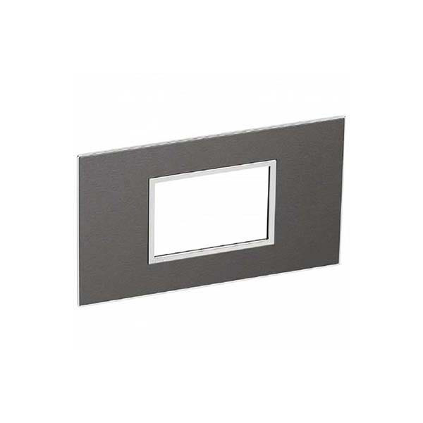 LEGRAND - Plate Arteor, BS, Square, 3 Modules, Brushed Metal Black