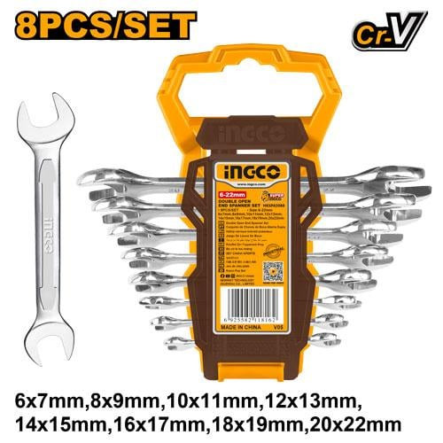 8pcs double open end spanner 6-22mm طقم مفاتيح مفتوح 8 قطع