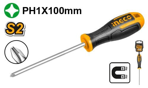 Phillips Screwdriver PH1×100 Roundمفك فليبس صليبة 100 ملم