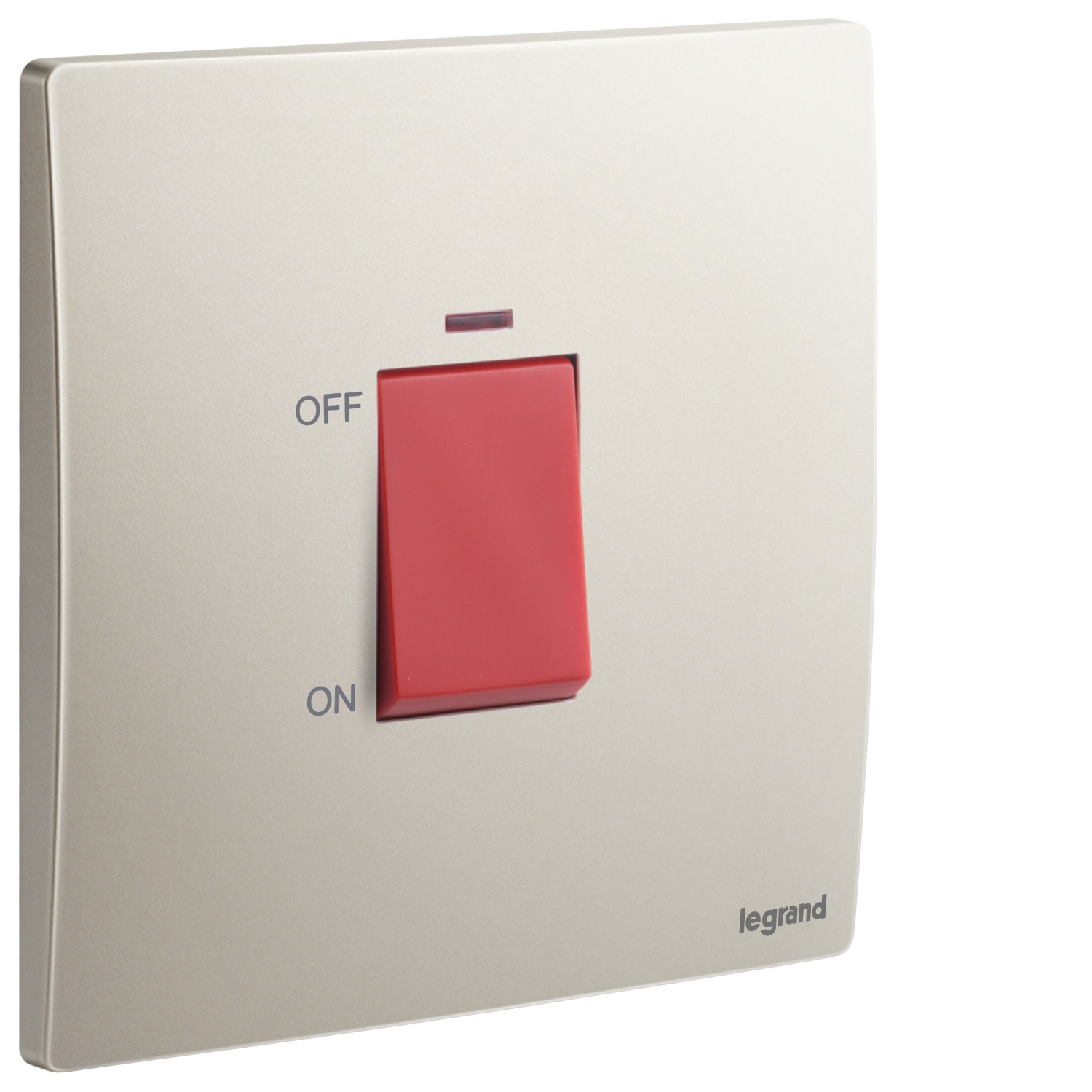 LEGRAND - Double Pole Switch Mallia, 1 Gang, 1 Way with LED Indicator, 45 A, 250 V~, Champagne