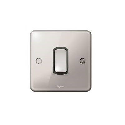 LEGRAND - Switch 10A 250V 1G 1Way, BS Polished Stainless Steel Authentic