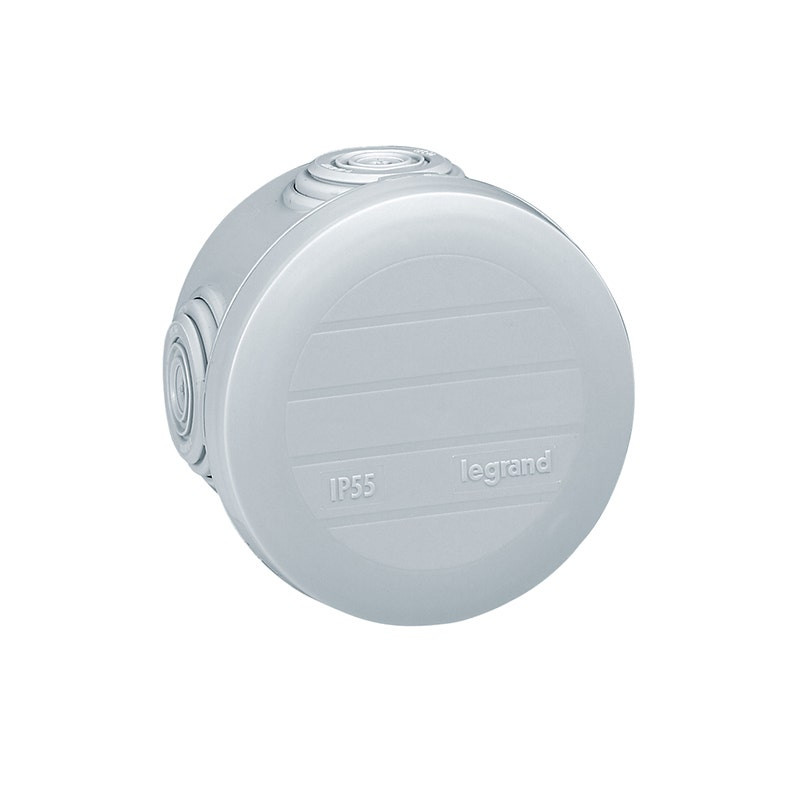 LEGRAND - Junction Box Plexo, 4 Glands, IP55 IK07, Round Ø60mm, Height 40mm, Grey