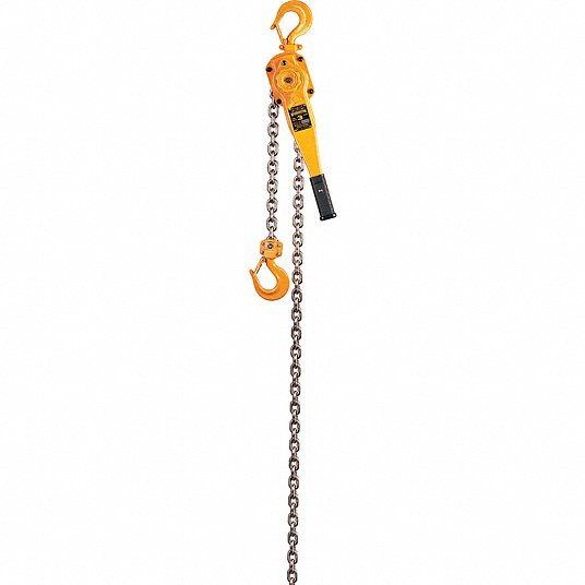 Lever Chain Hoist, 2,000 lb Load Capacity, 10 ft Hoist Lift, 1 1/8 in Hook Opening1TAJ3