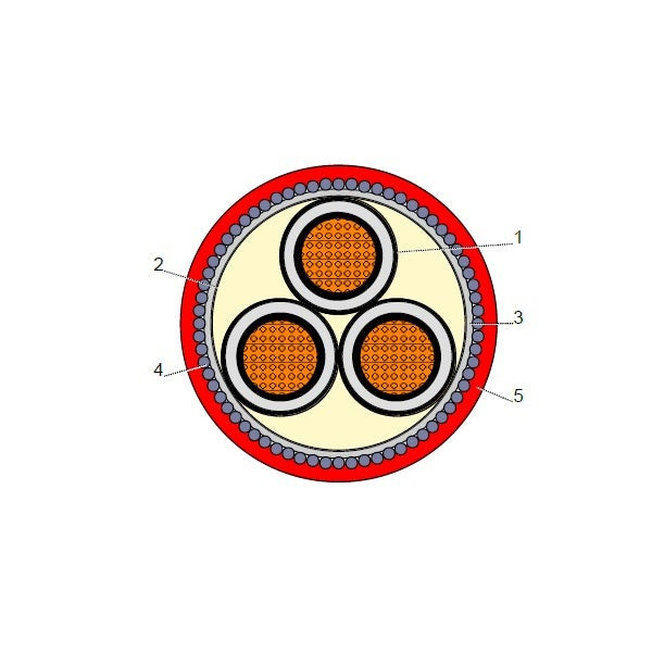BAHRA CABLES - Power Cable Medium Voltage, XLPE Copper SWA, 3x300mm, CTS, 15KV - CTS IEC 60502-2 FR-IEC 60332-1