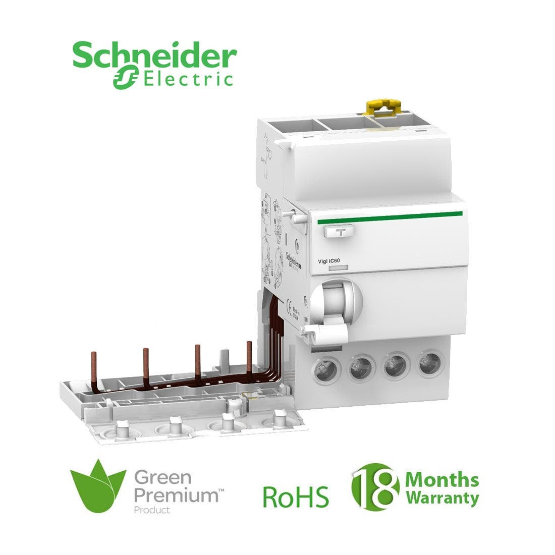 SCHNEIDER - Vigi IC60, Earth-Leakage add-on Block, 4P, 25A, 300mA, AC Type