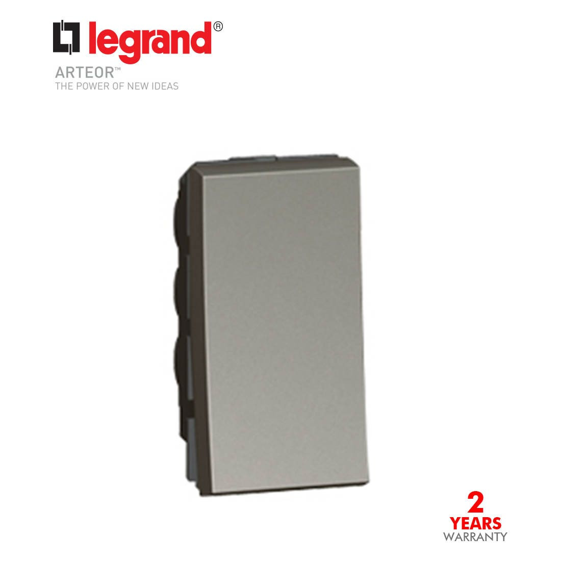 LEGRAND - 1-Way Switch Arteor, 10 AX 250 V, Round, 1 Middle Modules, Magnesium