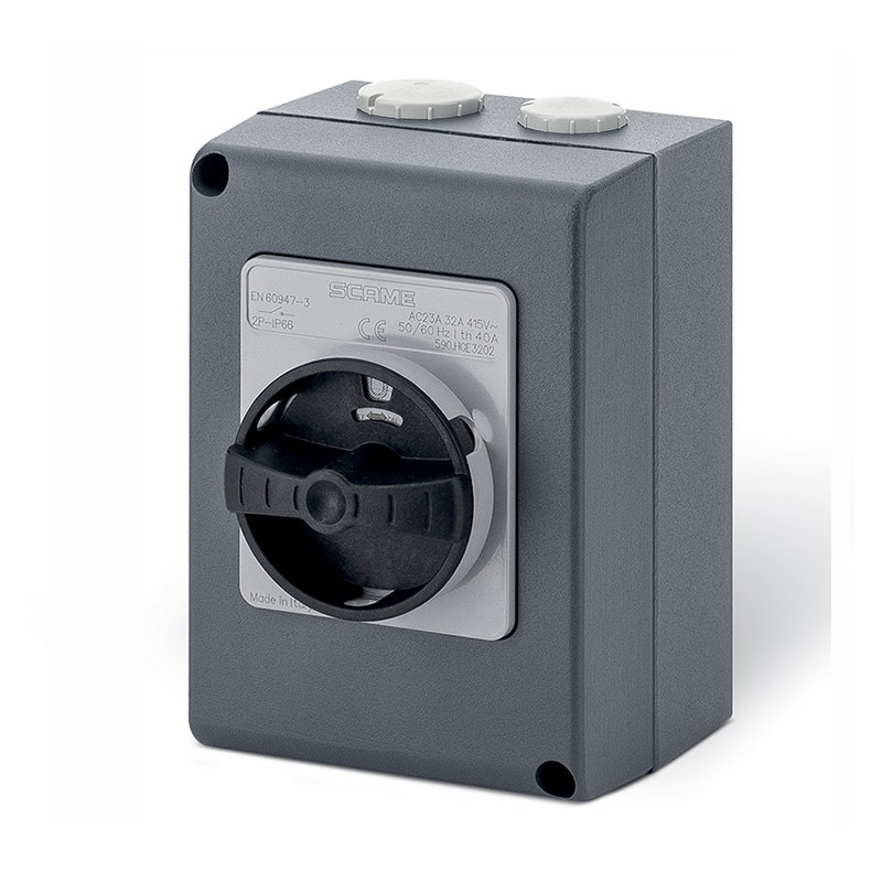 SCAME - Enclosed Switch Disconnector, 40A, 3P+SN, IP66, 105x150x82mm, Y1, IK10, General, Grey/Black, SN (Solid Neutral)
