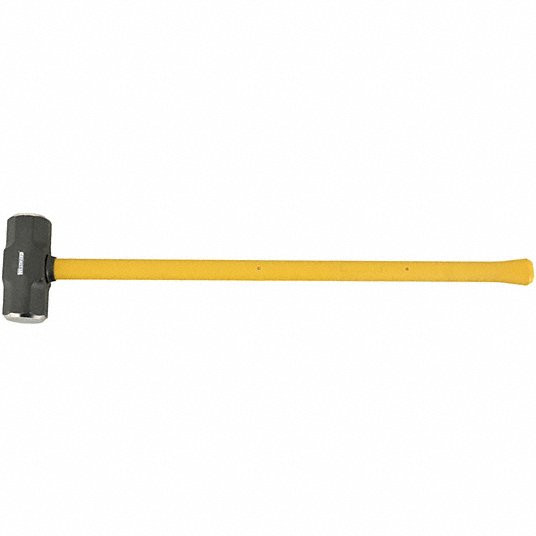Standard Sledge Hammer, Steel, Fiberglass Handle, 8 lb Head Wt, 2 1/2 in Dia, 34 in Overall Lg