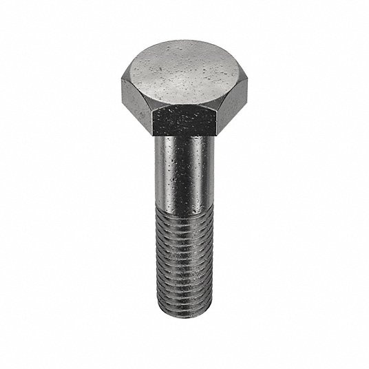 Heavy Hex Bolt, Carbon Steel, Plain, Head Width7/8 in, Thread Size 13, PK 10