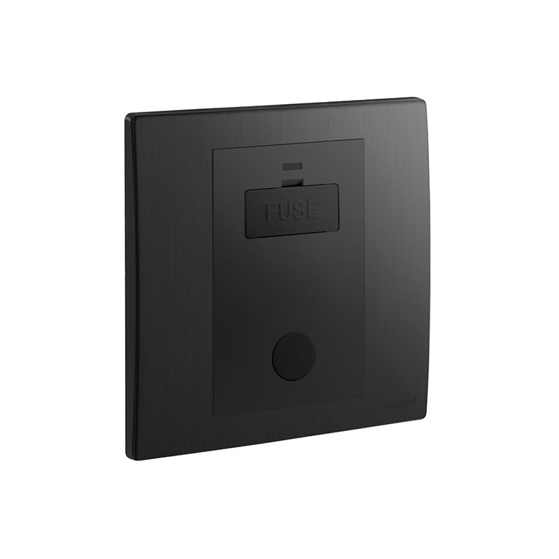 LEGRAND - Fused Connection Unit Mallia Senses, 1 Gang, Unswitched, 13A 250V, with Cord Outlet, Brushed Black