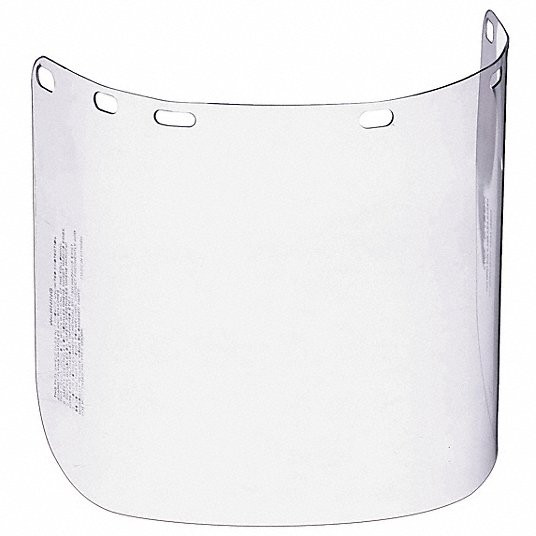 Face shield Visor, Clear, Polycarbonate, 8 in Visor Ht, 15.5 in Visor Wd