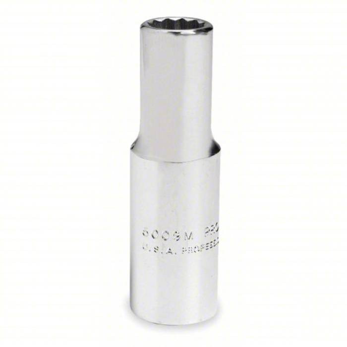 Socket, 3/8 inch Drive Size, 5/16 inch Socket Size, 12-Point, Alloy Steel, Deep Depth, Chrome Finish