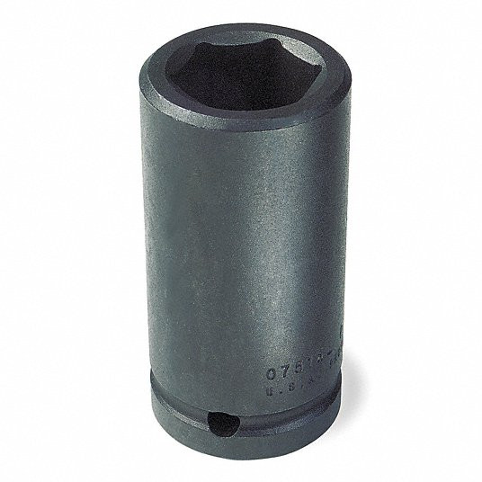 Impact Socket, Socket Size 1 3/16 inch, Socket Shape 6-Point, Drive Type Impact, Drive Size 3/4 inch, Black Oxide