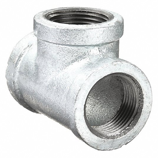 Tee, Malleable Iron, 1 in x 1 in x 1 in Pipe Size, NPT x NPT x NPT, White, Class 150