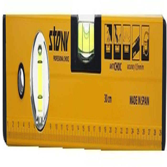 Premium Aluminium Spirit Level Non Magnetic 30 cm, Yellow ,Made In Spain