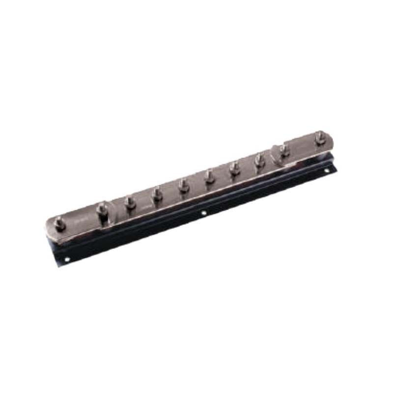 BAHRA EARTHING - Tinned Copper Earth Bar with Twin Disconnecting Link, 6 Way, 2 Row Holes, Busbar 75x6x550mm, with Base and Insulator