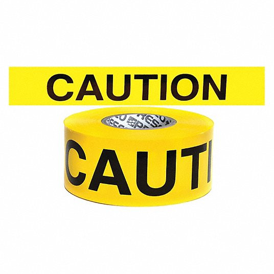 Barricade Tape, Yellow, 3 3/4Inch x 500 ft, Caution