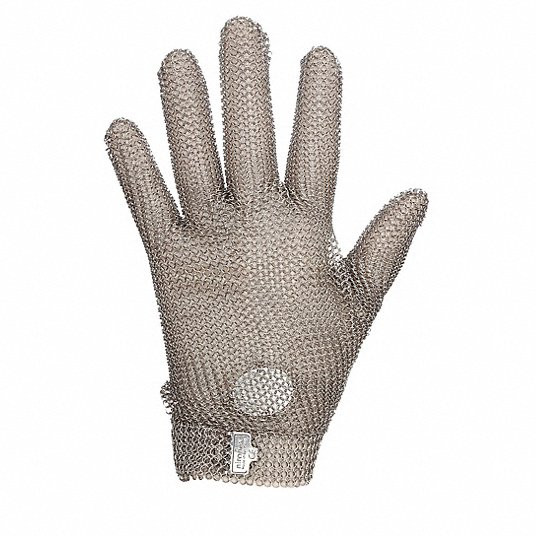 Cut Resistant Glove, Silver, Reversible, Size S