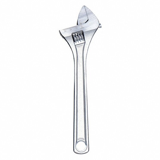 Adjustable Wrench, Alloy Steel, Satin, 10 inch, Jaw Capacity 1 5/16 inch, Plain