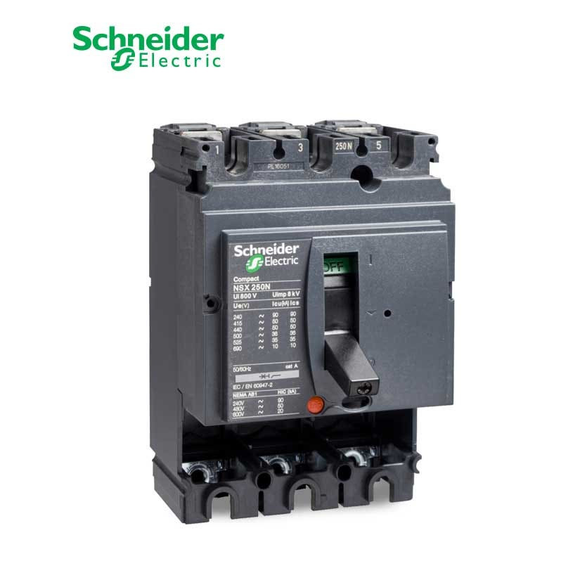 SCHNEIDER - MCCB Breaker Basic Frame, ComPact NSX250H, 250A, 3P, 70kA at 415 VAC 50/60 Hz, w/o Trip Unit