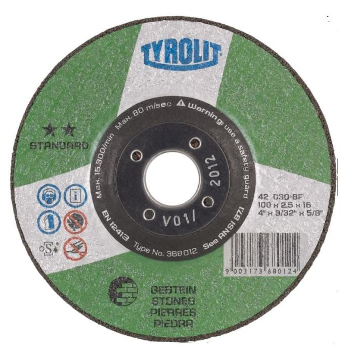 CUTTING DISC, 4", STONE, 100X3X16mm, C30