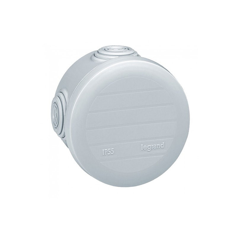 LEGRAND - Junction Box Plexo, 4 Glands, IP55 IK07, Round Ø70mm, Height 45mm, White