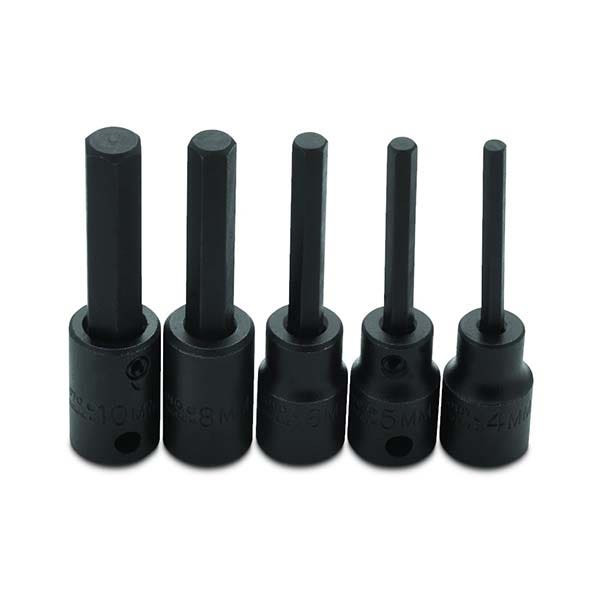 PROTO - 3/8" Drive Metric Hex Bit Impact Socket Set, 5 Pieces