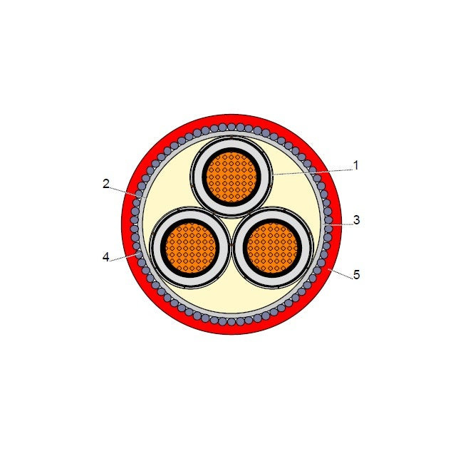 BAHRA CABLES - Power Cable Medium Voltage, XLPE Copper SWA, 3x300/25mm, 15KV - CWS IEC 60502-2 FR-IEC 60332-1