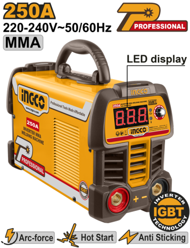 Inverter MMA Welding Machine 250 AMP-Diameter of electrode: 1.6-5.0mm ماكينة لحام انفيرتر250 امبير صناعي لحام وتسييح حتى 5 ملى