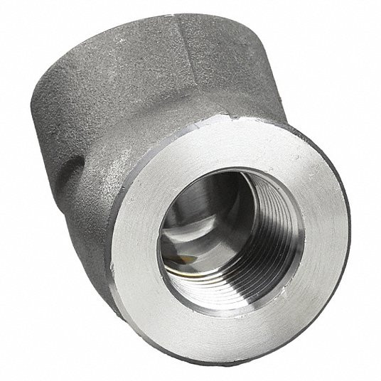 Elbow, 45°, Forged Steel, 3/4Inch x 3/4Inch Fitting Pipe Size, Class 3000