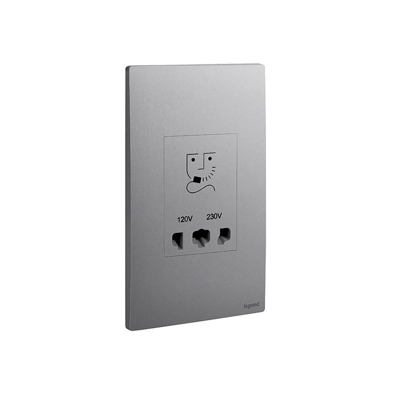 LEGRAND - Shaver Socket Outlet Mallia Senses, 2 Gang, 120/240V, Dark Silver