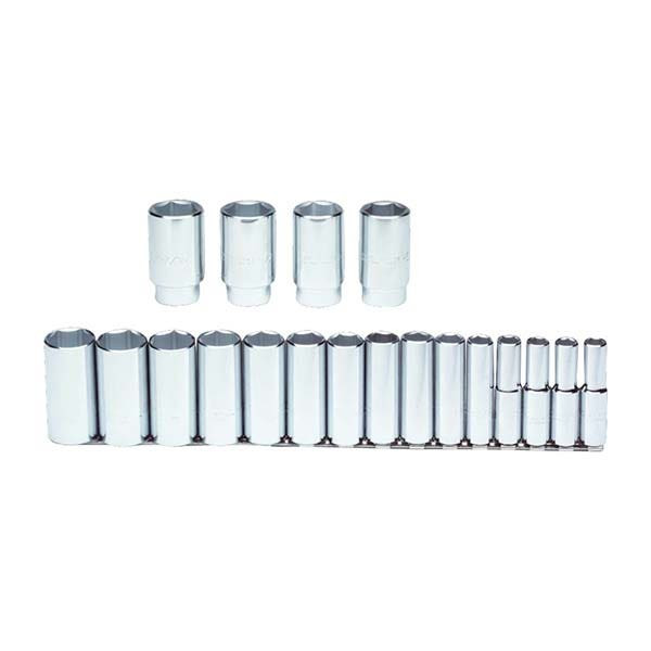 PROTO - 1/2" Drive Deep Socket Set, 19 Pieces, 6 Point