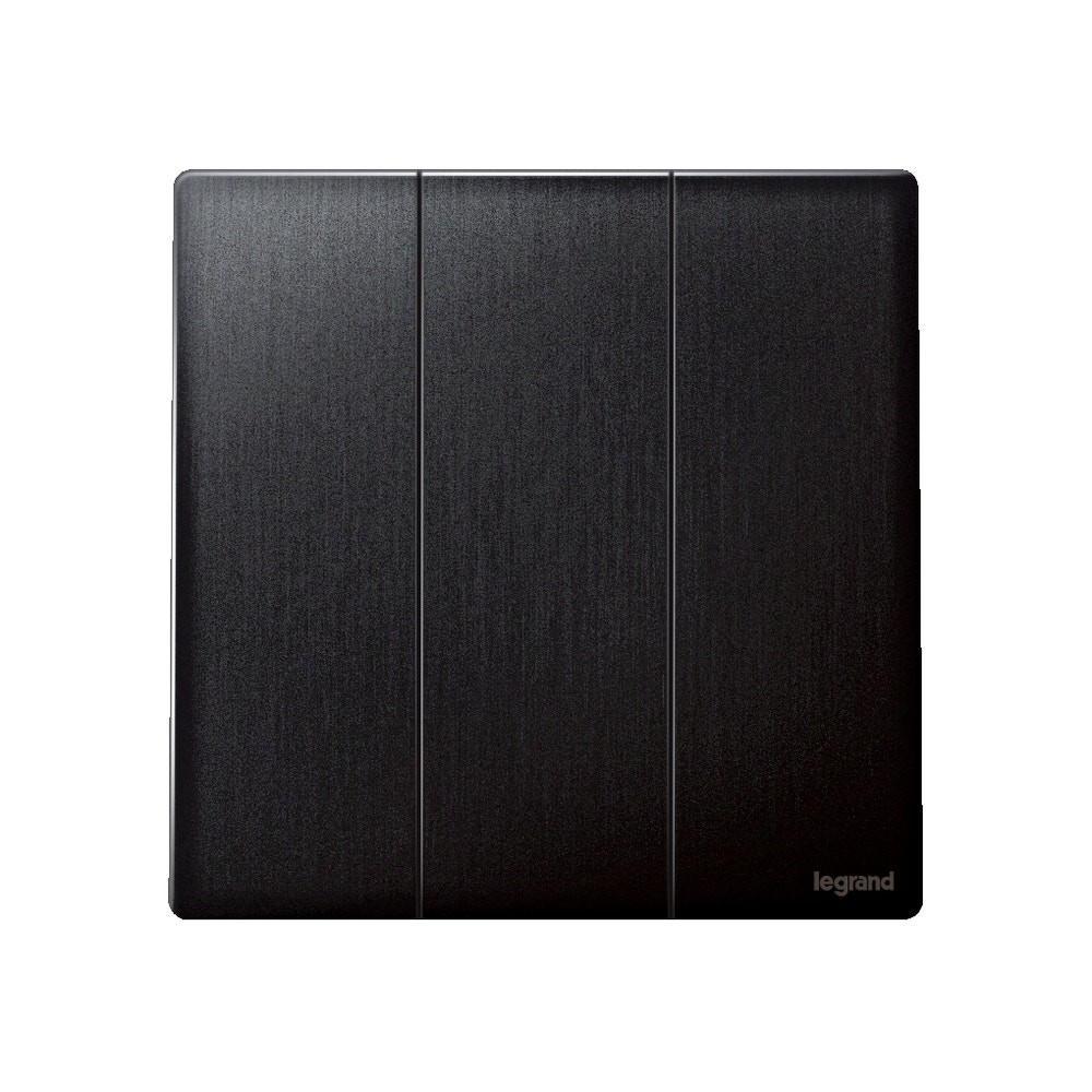 LEGRAND - Single Pole Switch Mallia, 3 Gang, 1 Way, 20 AX, 250 V~, Brushed Black