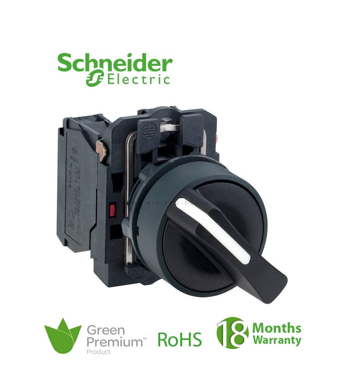 SCHNEIDER - Black Selector Switch ˜22 2-Position Stay Put 1No 600V