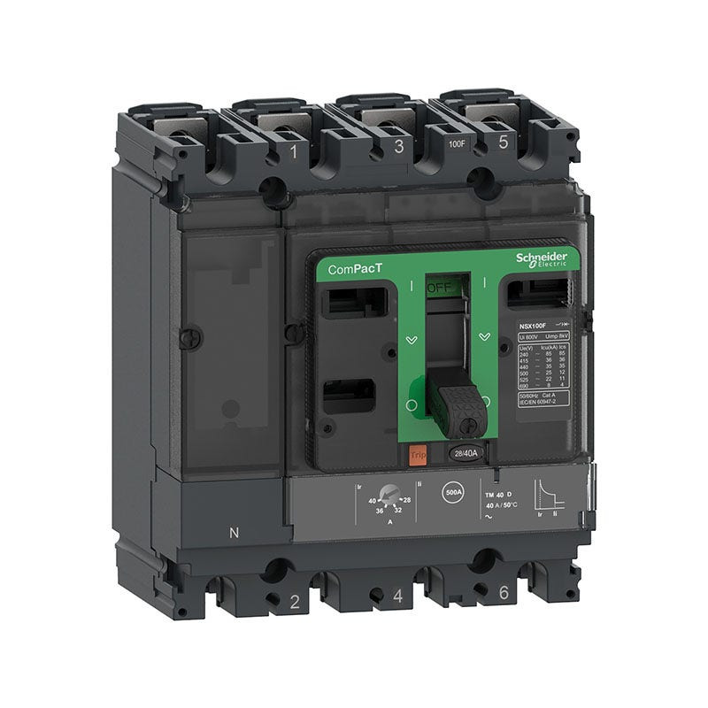 SCHNEIDER - MCCB Breaker, ComPacT NSX250F, 36kA at 415VAC, TMD Trip Unit 250A, 4P 3D