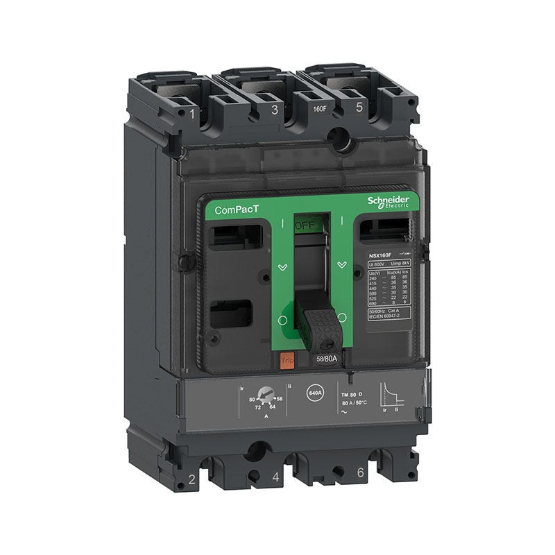 شنايدر - قاطع 100 أمبير - 3 خط - NSX160F, 36kA at 415VAC, TMD Trip Unit
