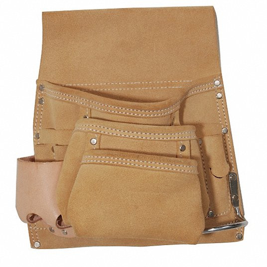 Tool Pouch, 10 Pockets,For Hammer/Nails/Pencils/Pliers/Small Level/Tape Measure, Belt Slot