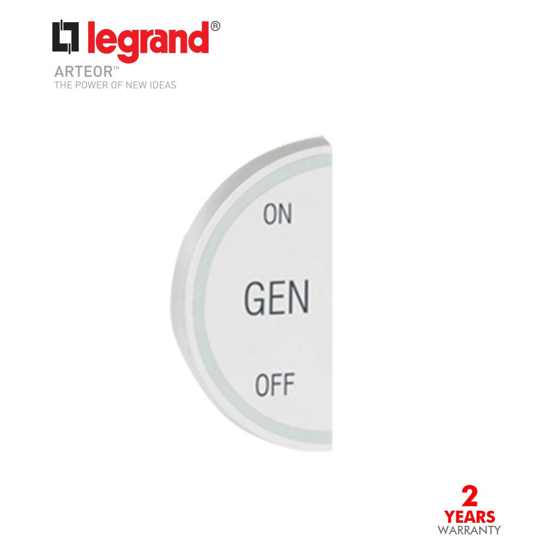 LEGRAND - Key Cover Round 1Mod Bus/Scs On/Gen/Off Left, White