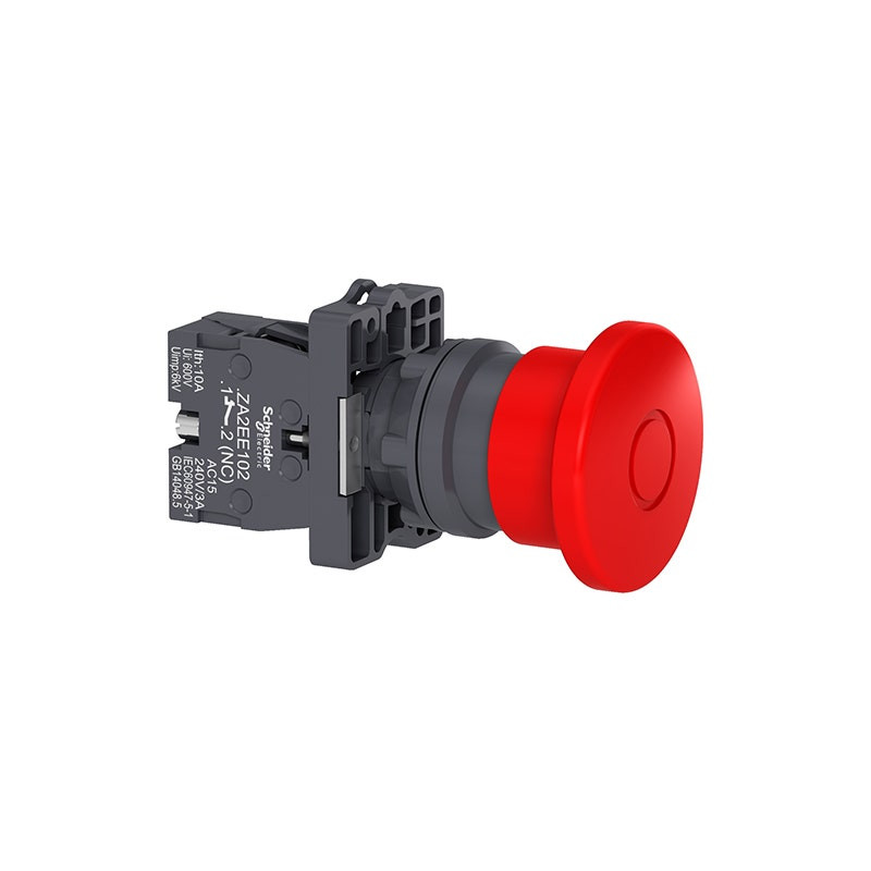 SCHNEIDER - Emergency Switching Off Push-Button, Dia 40, Red, Push-Pulll 1NC