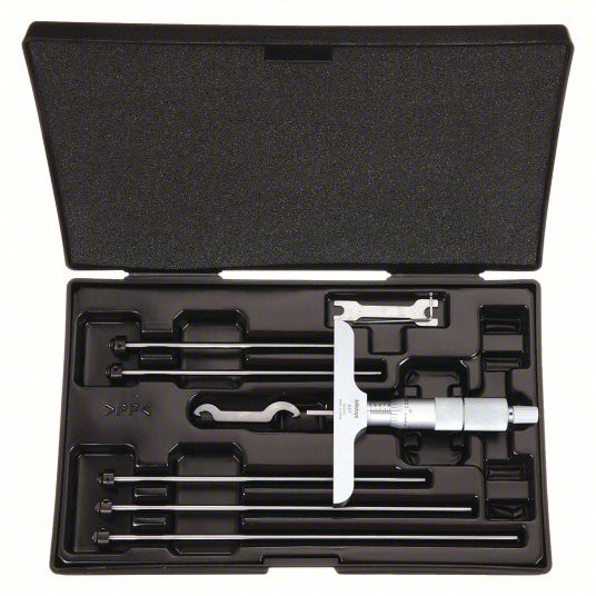 Mechanical Depth Micrometer, 0 inch to 6 inch Range, +/-0.00015 inch Accuracy, 4 inch Base Length