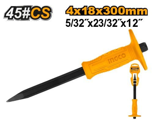 Concrete chisel with Handle 4*18*300mmازميل خرساني مدبب اجنة بمقبض للحماية