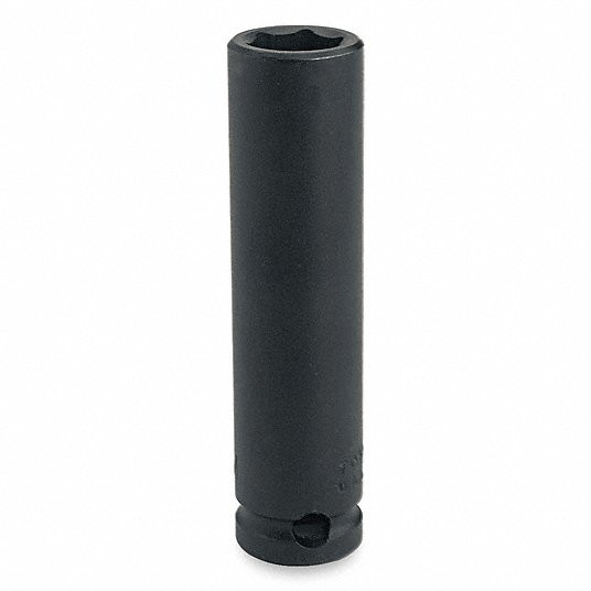 Impact Socket, 3/4 inch Drive Size, 41 mm Socket Size, 6-Point, Deep, Black Oxide
